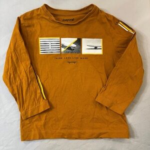 Mayoral Orange Long Sleeve Tee with Graphic Design